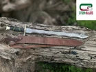 Handmade Damascus Steel 38" Long Scottish Claymore Sword with Leather Sheath USA