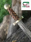 CUSTOM HANDMADE FORGED DAMASCUS STEEL VIKING SWORD WITH BRASS & WOOD HANDLE 1085