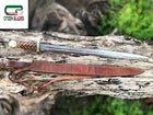 CUSTOM HANDMADE FORGED DAMASCUS STEEL VIKING SWORD WITH BRASS & WOOD HANDLE 1085