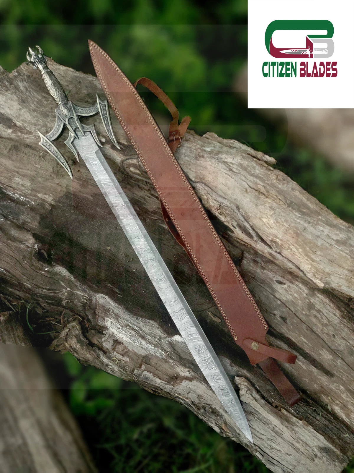 Maßgeschneidertes, handgefertigtes Wikingerschwert aus schmiedeeisernem Damaststahl mit Messing- und Holzgriff 1085 