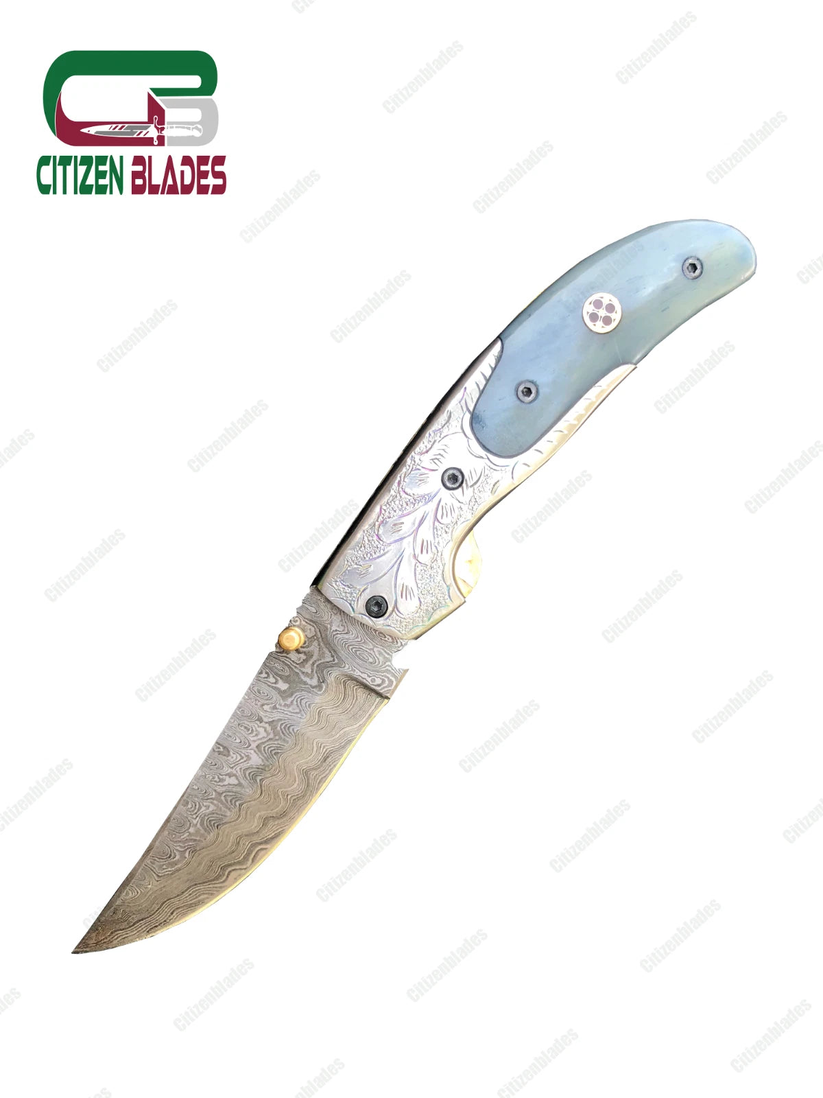 Couteau de poche pliant en acier de Damas fait main sur mesure / Chasse / Camping EDC