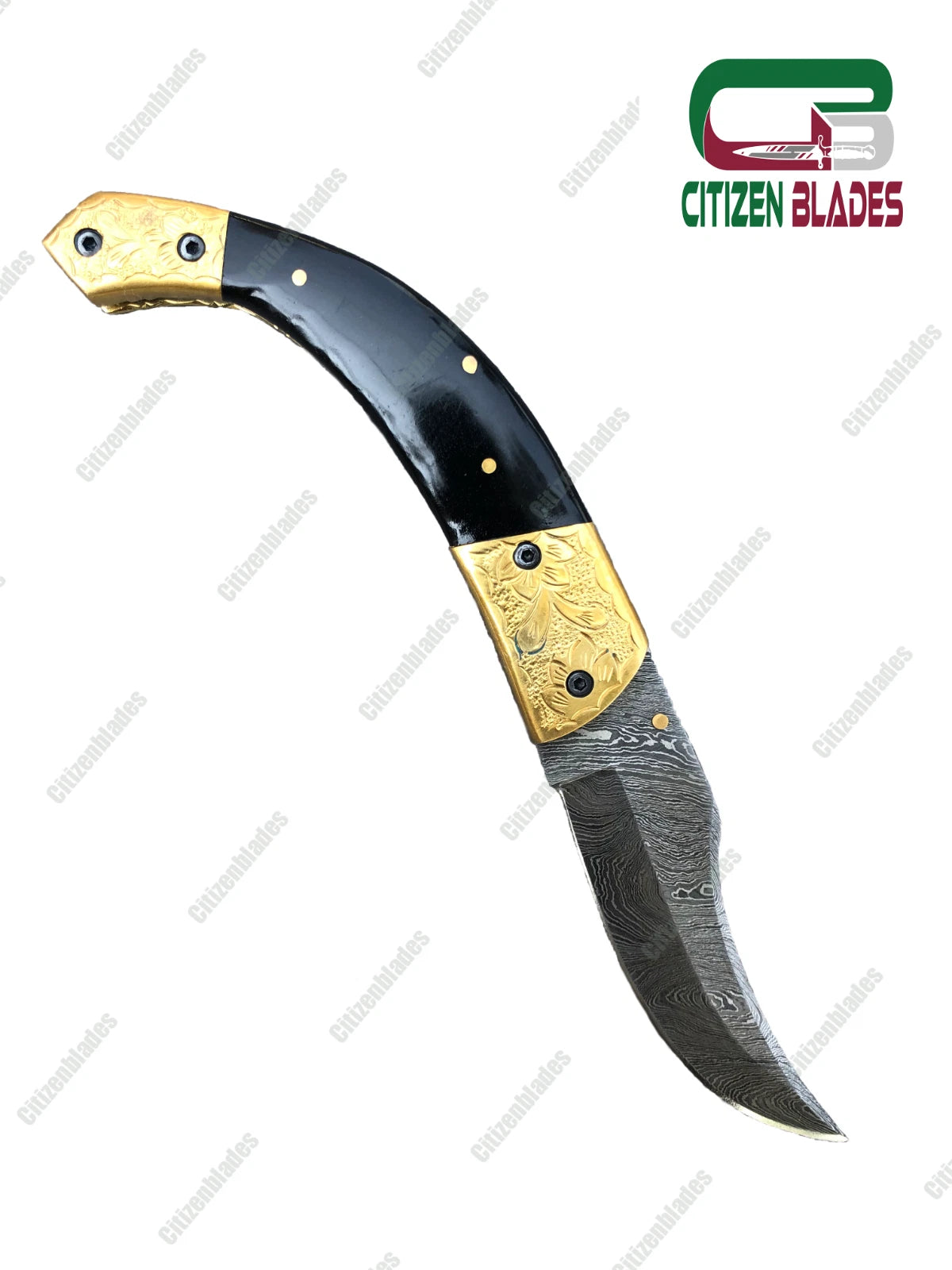 Handmade Damascus Folding Pocket Knife With Small Defects 6.5"