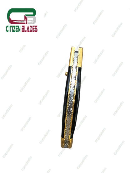 Handmade Damascus Folding Pocket Knife With Small Defects 6.5"