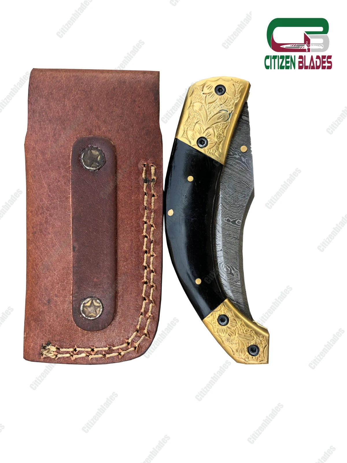 Handmade Damascus Folding Pocket Knife With Small Defects 6.5"