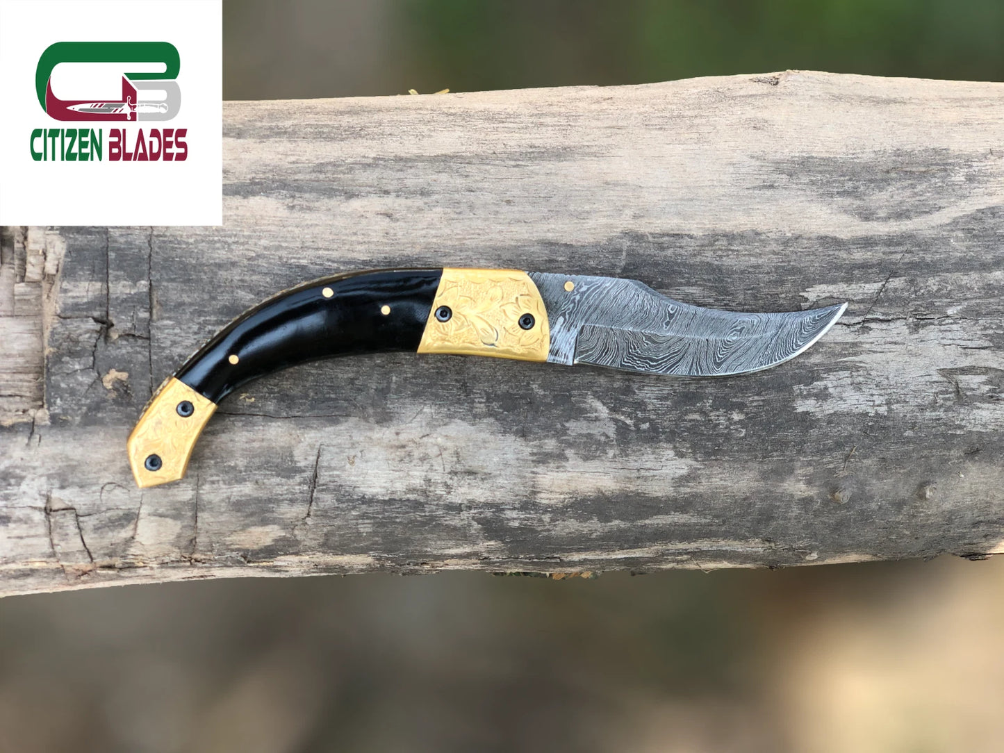 Handmade Damascus Folding Pocket Knife With Small Defects 6.5"