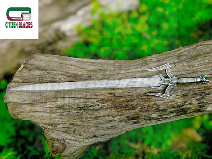 Maßgeschneidertes, handgefertigtes Wikingerschwert aus schmiedeeisernem Damaststahl mit Messing- und Holzgriff 1085 
