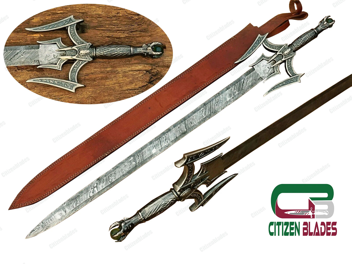 Maßgeschneidertes, handgefertigtes Wikingerschwert aus schmiedeeisernem Damaststahl mit Messing- und Holzgriff 1085 