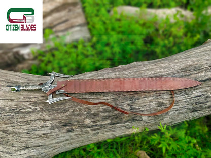Maßgeschneidertes, handgefertigtes Wikingerschwert aus schmiedeeisernem Damaststahl mit Messing- und Holzgriff 1085 
