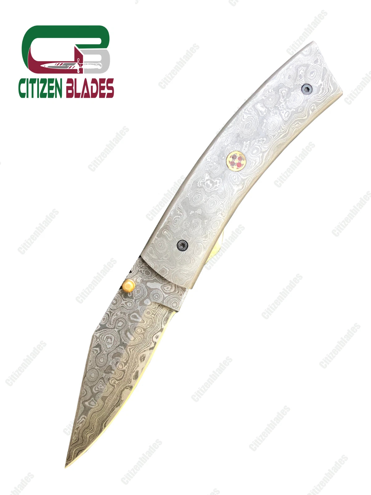 Handgemachtes Taschenmesser aus Damaststahl, Klappklinge / Jagd / Camping EDC