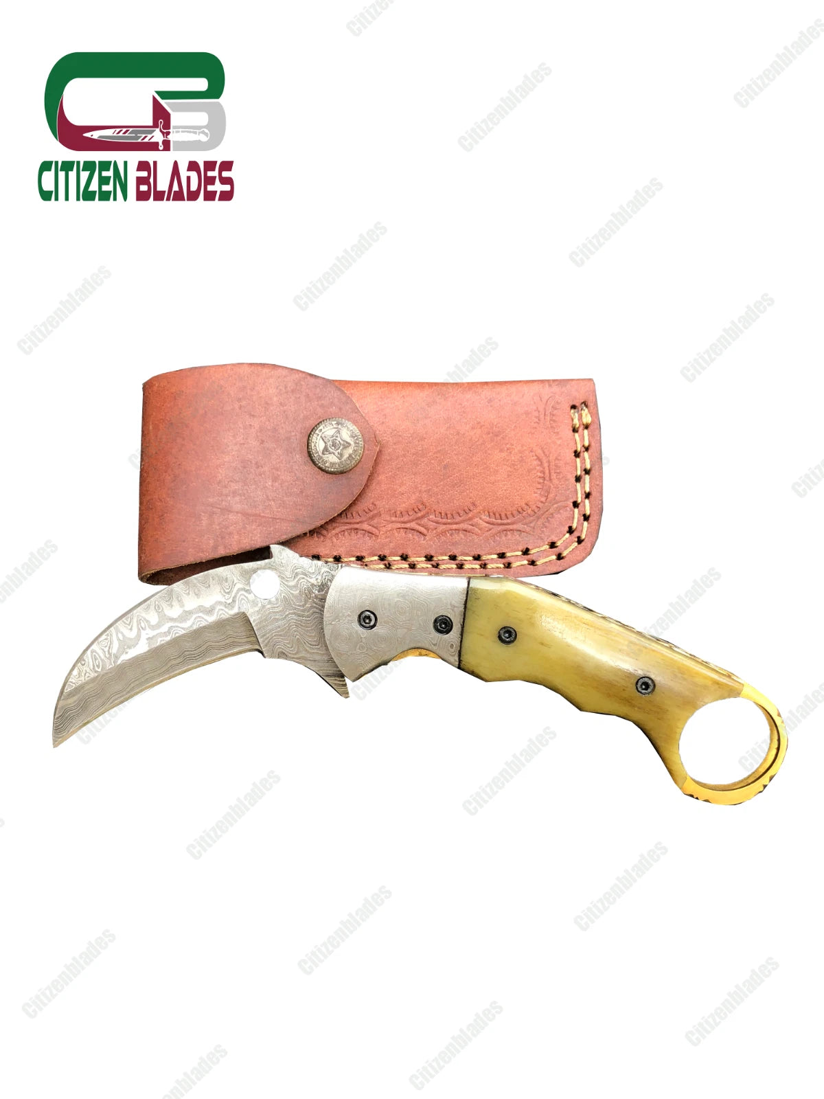 Couteau de poche pliant en acier de Damas fait main sur mesure / Chasse / Camping EDC