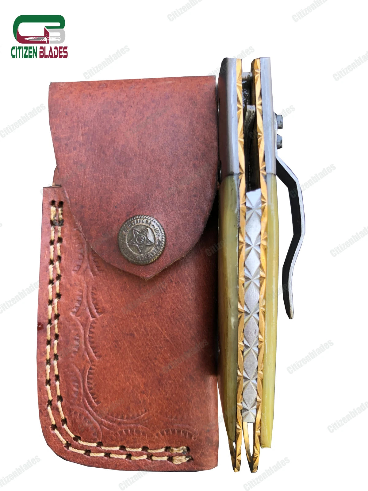 Couteau de poche pliant en acier de Damas fait main sur mesure / Chasse / Camping EDC