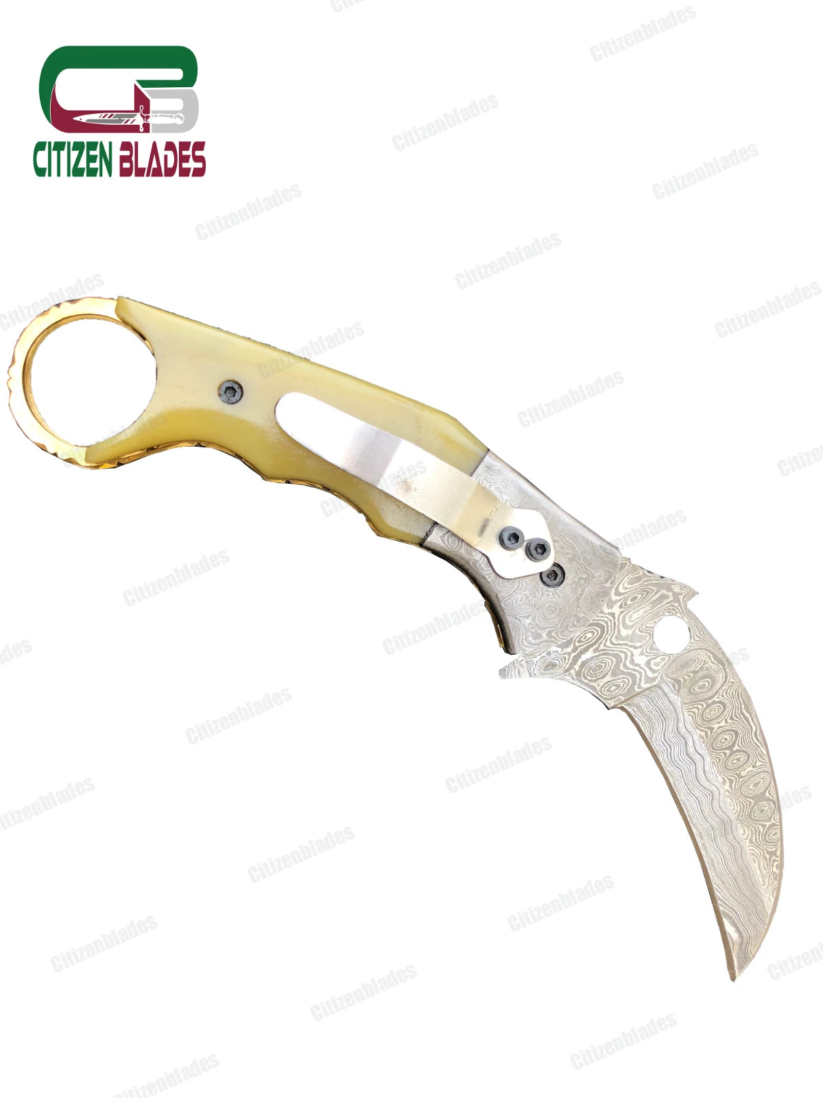 Couteau de poche pliant en acier de Damas fait main sur mesure / Chasse / Camping EDC