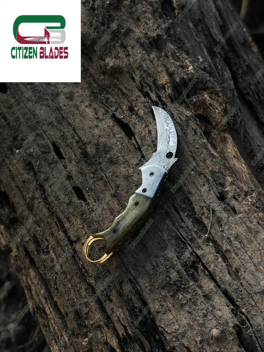 Custom Handmade Damascus Steel Pocket Knife Folding Blade /Hunting / Camping EDC