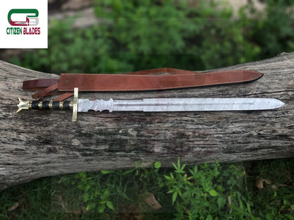 Custom Handmade Damascus Steel Vikking Sword, Gift For Husband, Best Gift For US