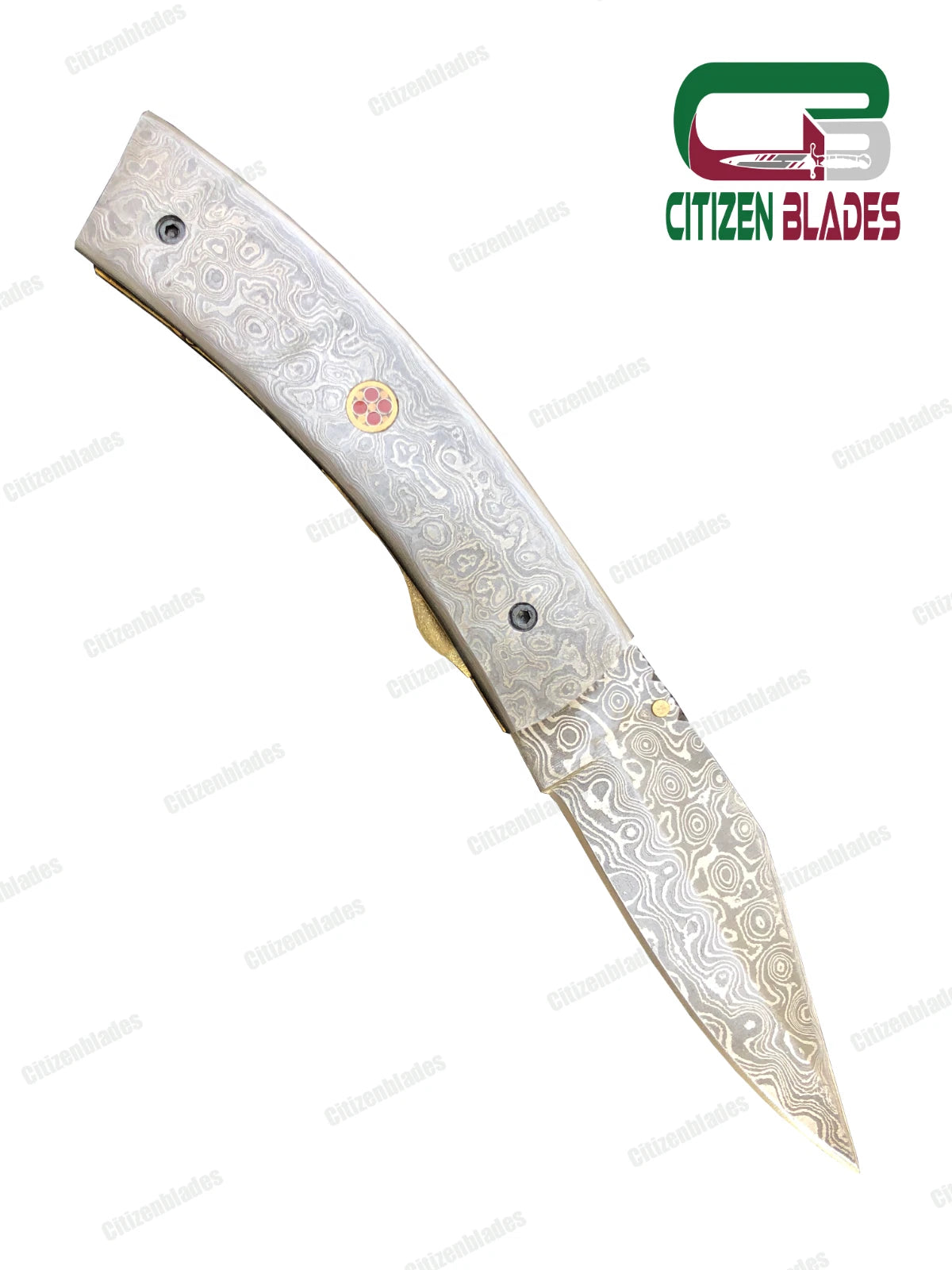 Handgemachtes Taschenmesser aus Damaststahl, Klappklinge / Jagd / Camping EDC